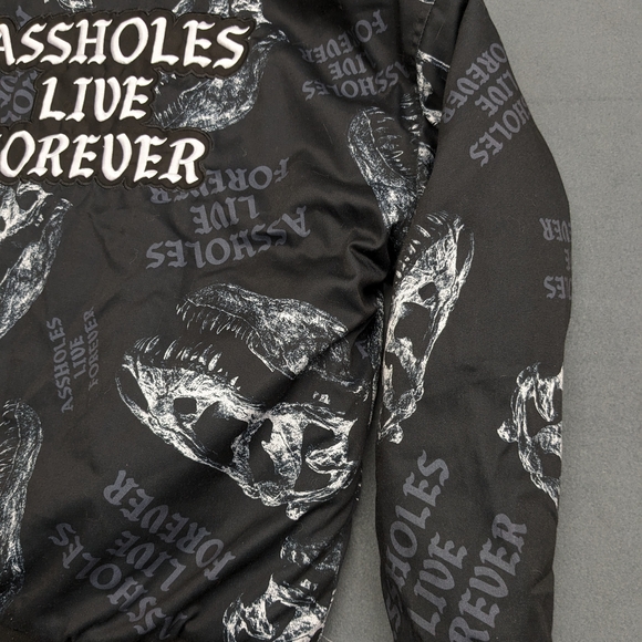 Aholes Live Forever Black Skull Graphic Men's Jacket Size XL - Picture 11 of 13
